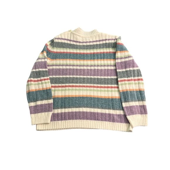 Alfred Dunner Striped Ribbed Knit Sweater With Button Shoulder Detail Womens Sma - Picture 6 of 6